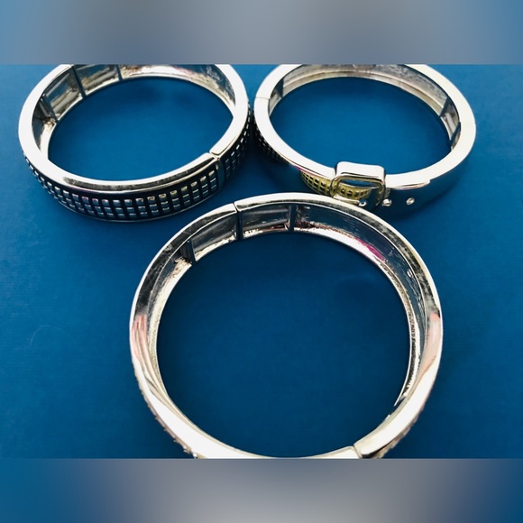 SOLD 3 Stackable Stretch Bangle Bracelets Lia Sophia Rhodium Plated Pixel - Picture 6 of 12